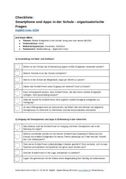 Text: DigiBitS-Checkliste: Smartphone und Apps in der Schule - organisatorische Fragen (odt)
