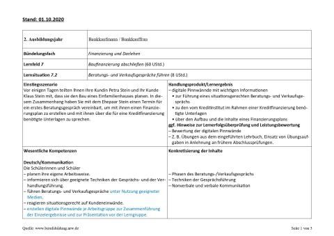 Unterrichtsplanung: Beratungs- und Verkaufsgespräche führen