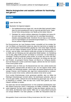 Arbeitsblatt: Modul 6 | Arbeitsblatt 1 "Welche ökologischen und sozialen Leitlinien für Nachhaltigkeit gibt es? Für leistungsstarke Gruppen"
