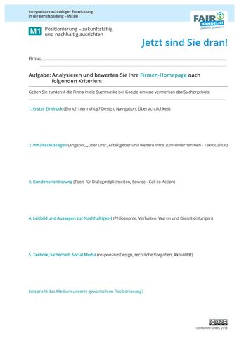 Arbeitsblatt: M1 08 Kopiervorlage zur Bewertung von Medien