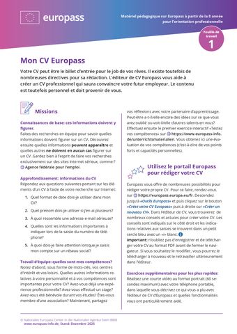 Arbeitsblatt: Mon CV Europass