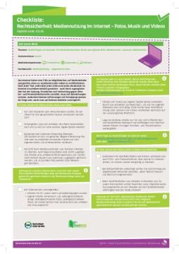 Text: DigiBitS-Checkliste: Rechtssicherheit: Mediennutzung im Internet - Fotos, Musik und Videos (pdf)