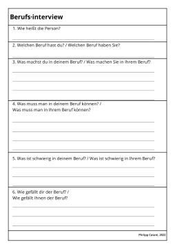 Arbeitsblatt: Berufsinterview