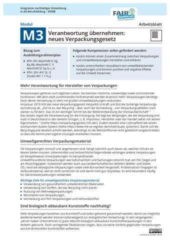 Arbeitsblatt: M3 04 Verantwortung übernehmen: neues Verpackungsgesetz