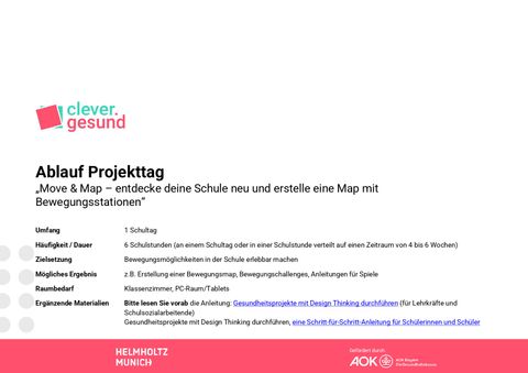 Unterrichtsplanung: Ablauf Projekttag „Move & Map - entdecke deine Schule neu und erstelle eine Map mit Bewegungsstationen“