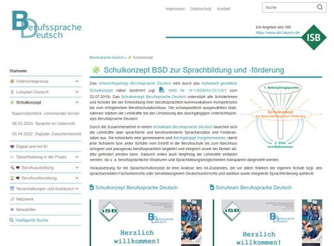 Webseite: Schulkonzept Berufssprache Deutsch zur Sprachbildung und -förderung