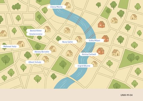 Karte: Planspiel Unwetterkatastrophe im ambulanten Pflegedienst | Ortsplan