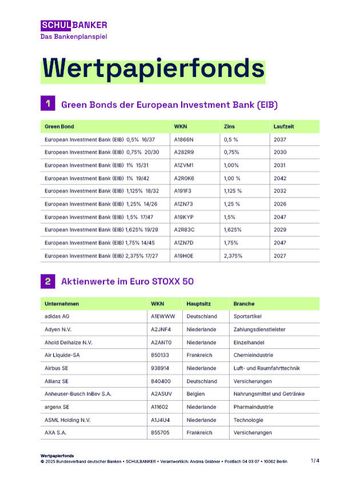 Arbeitsblatt: Wertpapierfonds