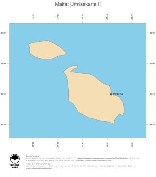 Karte: Landkarte Malta (Politische Staatsgrenzen und Hauptstadt)
