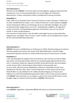 Arbeitsblatt: Queer durch die Welt | Lösungen