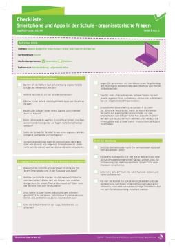 Text: DigiBitS-Checkliste: Smartphone und Apps in der Schule - organisatorische Fragen (pdf)