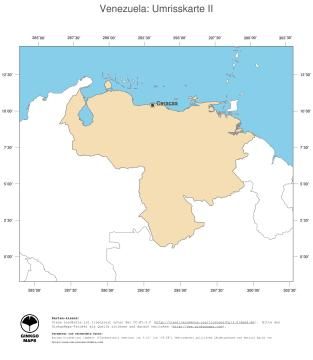 Karte: Landkarte Venezuela (Politische Staatsgrenzen und Hauptstadt)