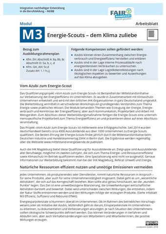 Arbeitsblatt: M3 08 Energiescouts: dem Klima zuliebe