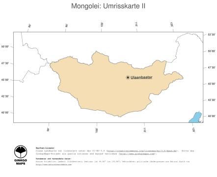 Karte: Landkarte Mongolei (Politische Staatsgrenzen und Hauptstadt)