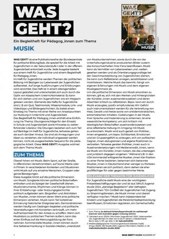 Handbuch: Begleitheft für Pädagoginnen und Pädagogen zum Thema Musik
