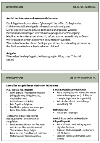 Unterrichtsbaustein: Planspiel Cyberangriff im Pflegeheim | Ereigniskarten