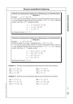 Arbeitsblatt: Übung zur quadratischen Ergänzung (pdf)