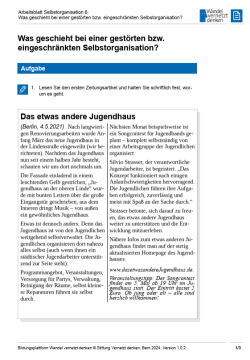 Arbeitsblatt: Modul 8 | Arbeitsblatt 6 "Was geschieht bei einer gestörten bzw. eingeschränkten Selbstorganisation?"
