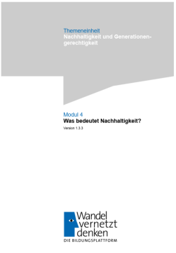 Unterrichtsplanung: Modul 4 | Was bedeutet Nachhaltigkeit?