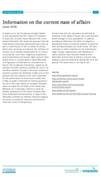 Unterrichtsbaustein: Can Yasuní be saved? - Information on the current state of affairs