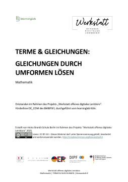 Arbeitsblatt: Terme und Gleichungen: Arbeitsblatt