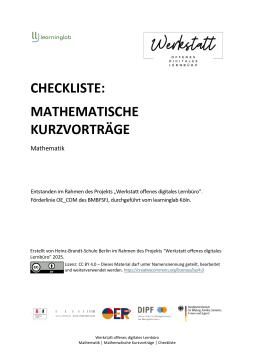 Sonstiges: Mathematische Kurzvorträge: Checkliste