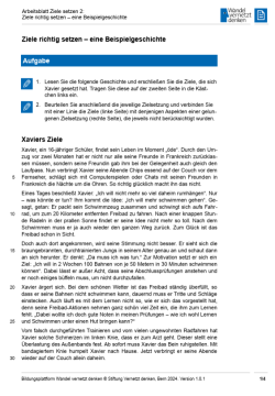 Arbeitsblatt: Modul 11 | Arbeitsblatt 2 "Ziele richtig setzen – eine Beispielgeschichte"