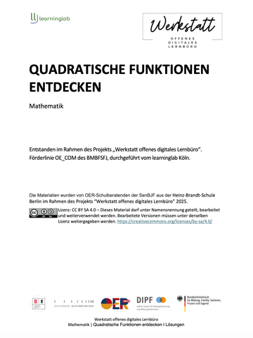 Arbeitsblatt: Quadratische Funktionen entdecken (Lösungen)