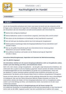 Arbeitsblatt: Nachhaltigkeit im Handel | Arbeitsblätter