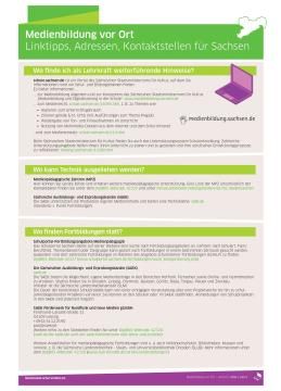 Text: Medienbildung vor Ort: Linktipps, Adressen, Kontaktstellen für Sachsen (pdf)