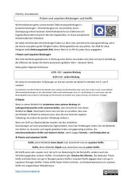 Veranschaulichung: Grundwissen: Polare und unpolare Bindungen und Stoffe (doc)