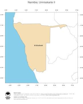 Karte: Landkarte Namibia (Politische Staatsgrenzen und Hauptstadt)