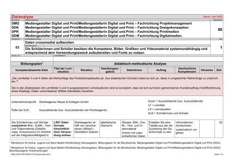 Unterrichtsplanung: Daten crossmedial aufbereiten: Zielanalyse (PDF)