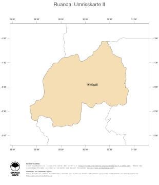 Karte: Landkarte Ruanda (Politische Staatsgrenzen und Hauptstadt)