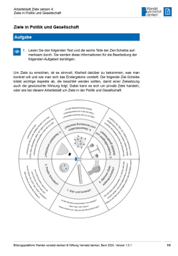 Arbeitsblatt: Modul 11 | Arbeitsblatt 4 "Übung: Ziele in Politik und Gesellschaft"