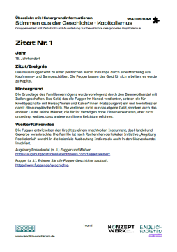 Text: Stimmen aus der Geschichte - Kapitalismus | Übersicht mit Hintergrundinformationen