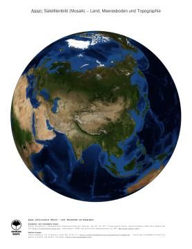 Karte: Landkarte Asien (Land, Meeresboden und Topographie)