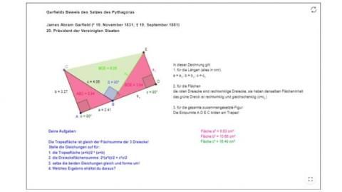 Interaktion: Garfields Beweis des Satzes des Pythagoras