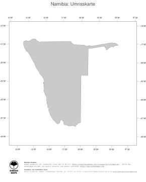 Karte: Landkarte Namibia (Politische Staatsgrenzen)
