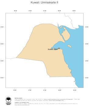 Karte: Landkarte Kuwait (Politische Staatsgrenzen und Hauptstadt)