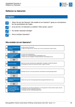 Arbeitsblatt: Modul 13 | Arbeitsblatt 4 "Reflexion zu Szenarien"