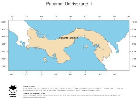 Karte: Landkarte Panama (Politische Staatsgrenzen und Hauptstadt)