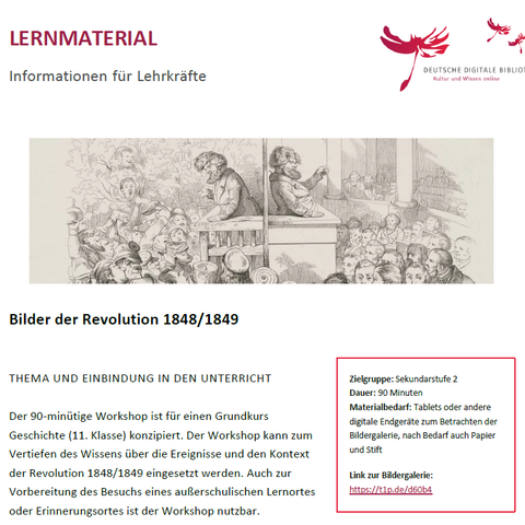 Unterrichtsplanung: Informationen für Lehrkräfte: Bilder der Revolution 1848/1849