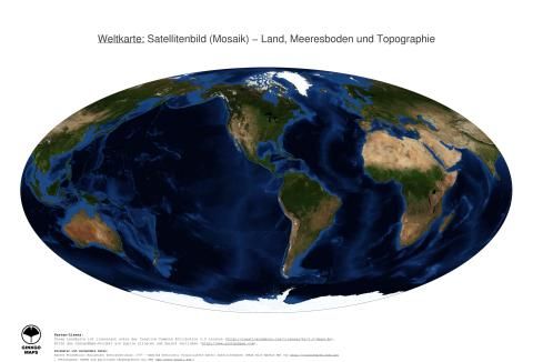 Karte: Weltkarte (Land, Meeresboden und Topographie)