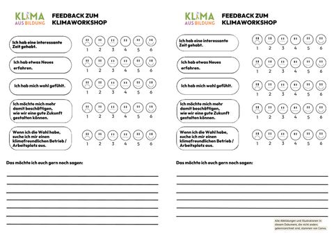 Sonstiges: Feedbackbogen zum Klimaworkshop