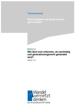 Unterrichtsplanung: Modul 5 | Wie lässt sich erkennen, ob nachhaltig und generationengerecht gehandelt wird?