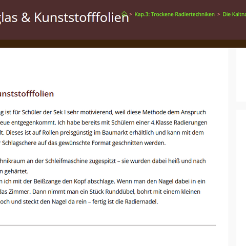 Unterrichtsplanung: Radieren auf Kunstglas & Kunststofffolien