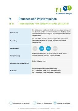 Unterrichtsbaustein: Lerneinheit 5.1 "Thirdhand smoke - Wie schädlich ist kalter Tabakrauch?"
