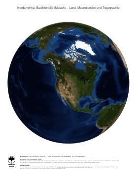 Karte: Landkarte Nordamerika (Land, Meeresboden und Topographie (mit Staatsgrenzen))