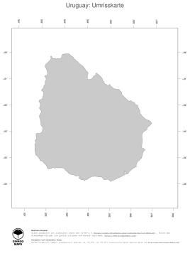 Karte: Landkarte Uruguay (Politische Staatsgrenzen)